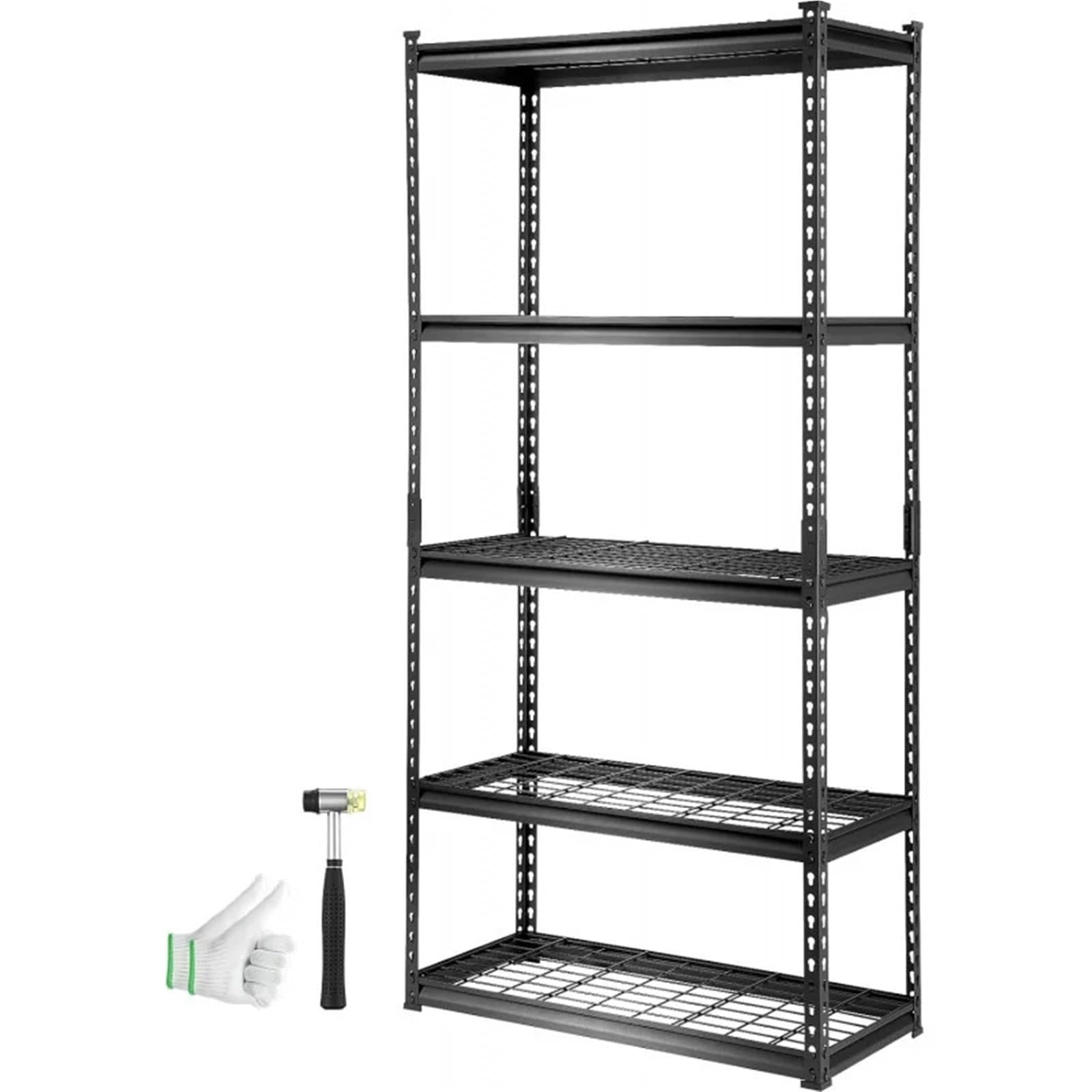 Scaffali in Metallo per Garage Scaffale portaoggetti, 5 livelli regolabili, capacità 2.000 libbre, ripiani for garage for carichi pesanti, organizer in metallo, 36" L x 16" L x 72" A(48L x 24 W x 72)