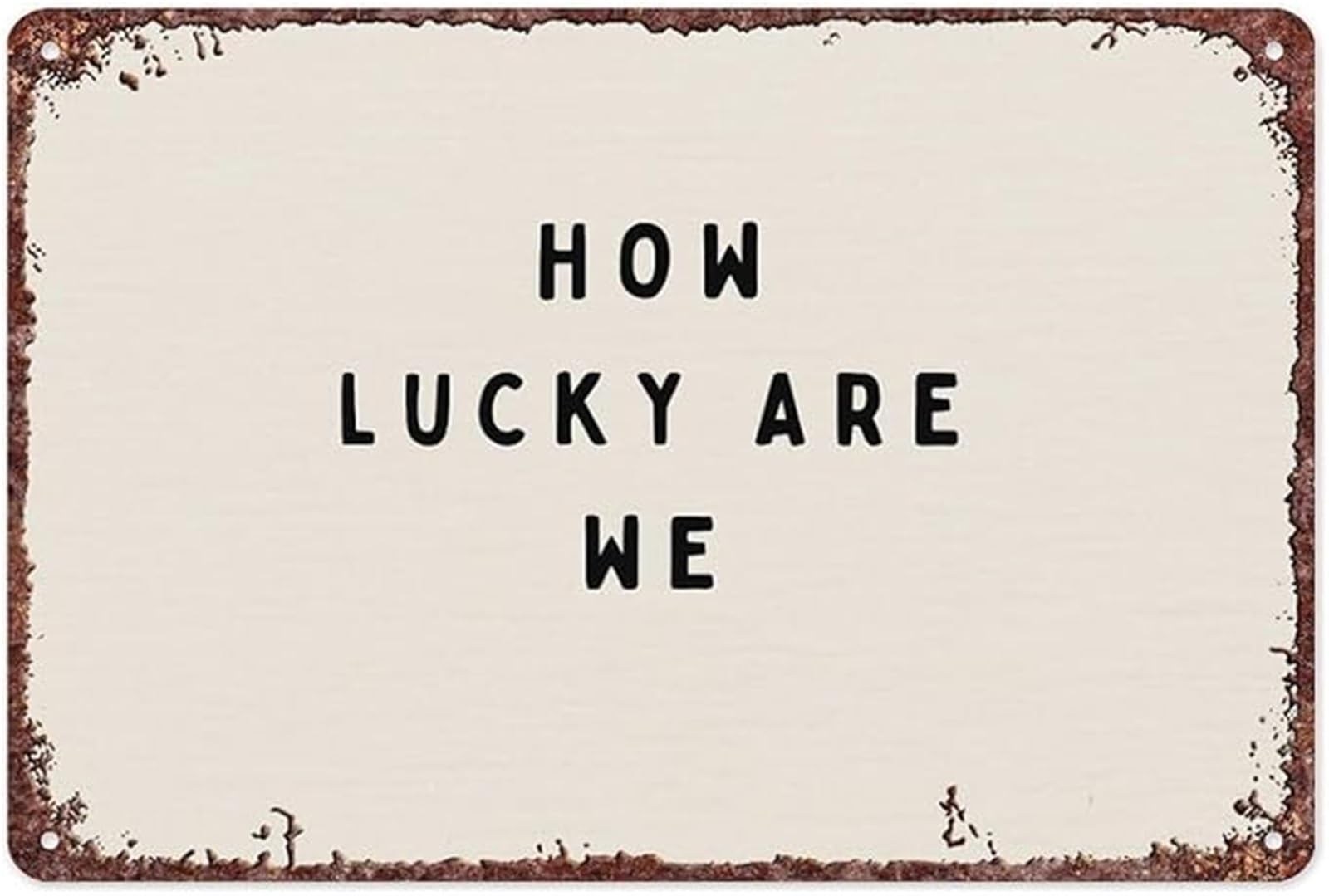 NWPNLXEA Minimalist How Lucky Are We Sign Thankful Message on Metal Plaque for Bedroom or Entryway 8 X 12 in