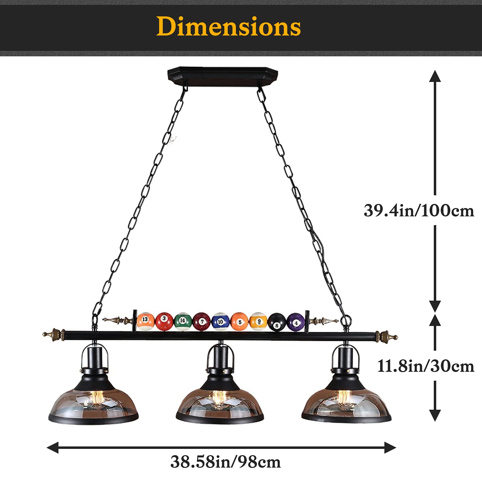 Buy Pool Table Lights, Creative E27 Billiard Chandelier Pendant Light