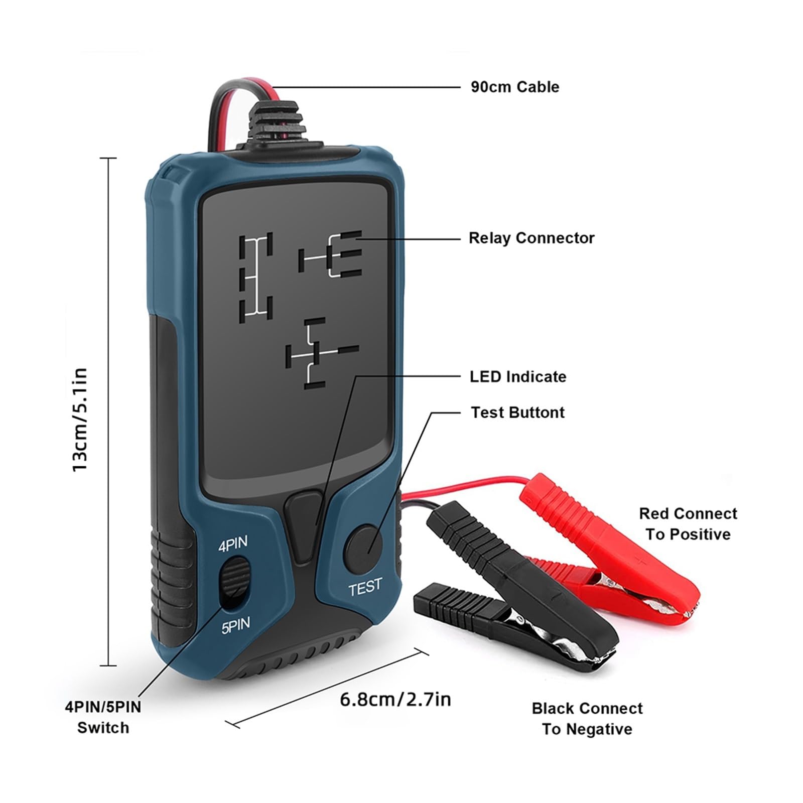 Probador De Relé Coche 12V Automotriz Electrónico Universal For Comprobador Batería Herramienta Diagnóstico Analizador Alternador Detección Rápida Precisa