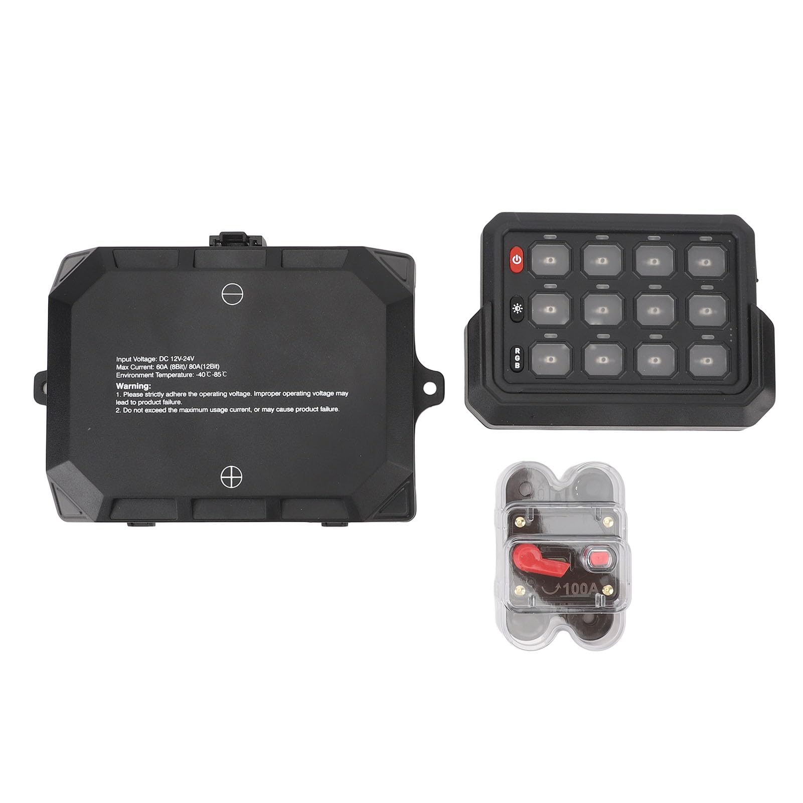 Dilwe Panel Przełączników RGB 12 Gangów, Aluminiowy System Przekaźników LED CNC 12 V 24 V IP65 Wodoodporny Bezprzewodowy Pilot 80A do Ciężarówki Marine SUV ATV UTV Boat Dash