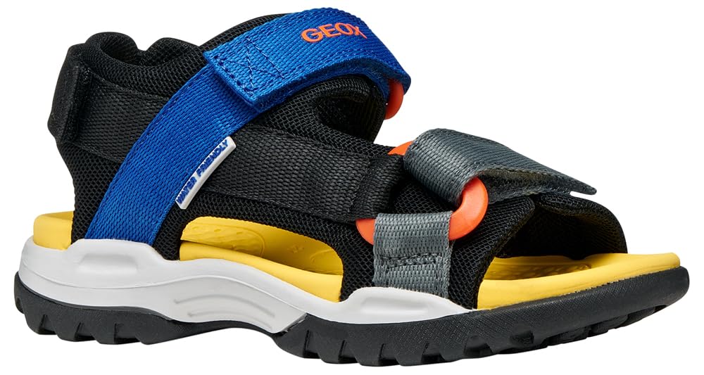 Geox J Borealis Boy E Sandal, Black/Royal, 27 EU