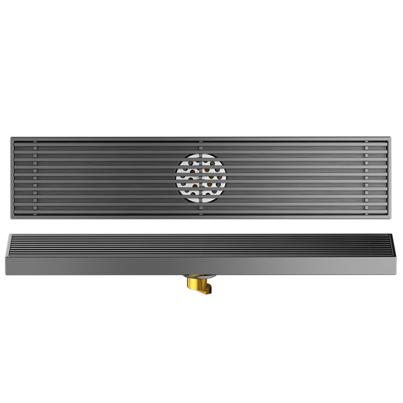 KLGFBDC Linear Shower Drain with Hair Strainer, Floor Drain for Kitchen Bathroom Garage, Rectangular Drainage Channel
