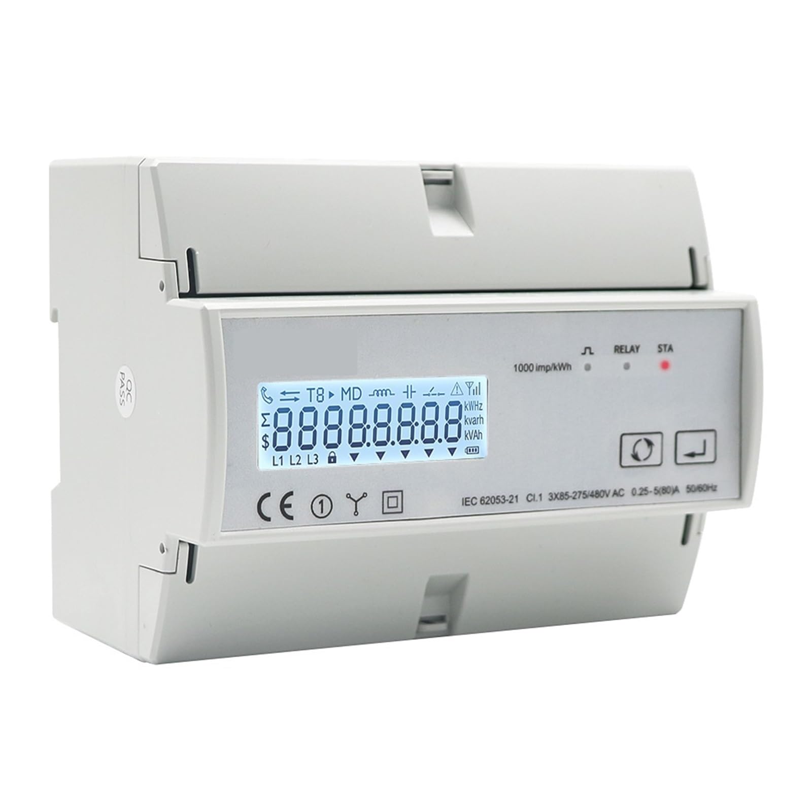 Moniteur D'éNergie pour Compteur Intelligent Tuya WiFi ZigBee Triphasé Bidirectionnel Énergie KWh Compteur Moniteur Wattmètre Prise en Charge Modbus RTU 3 * 85/190V Ou 230/400VAC(WiFi)
