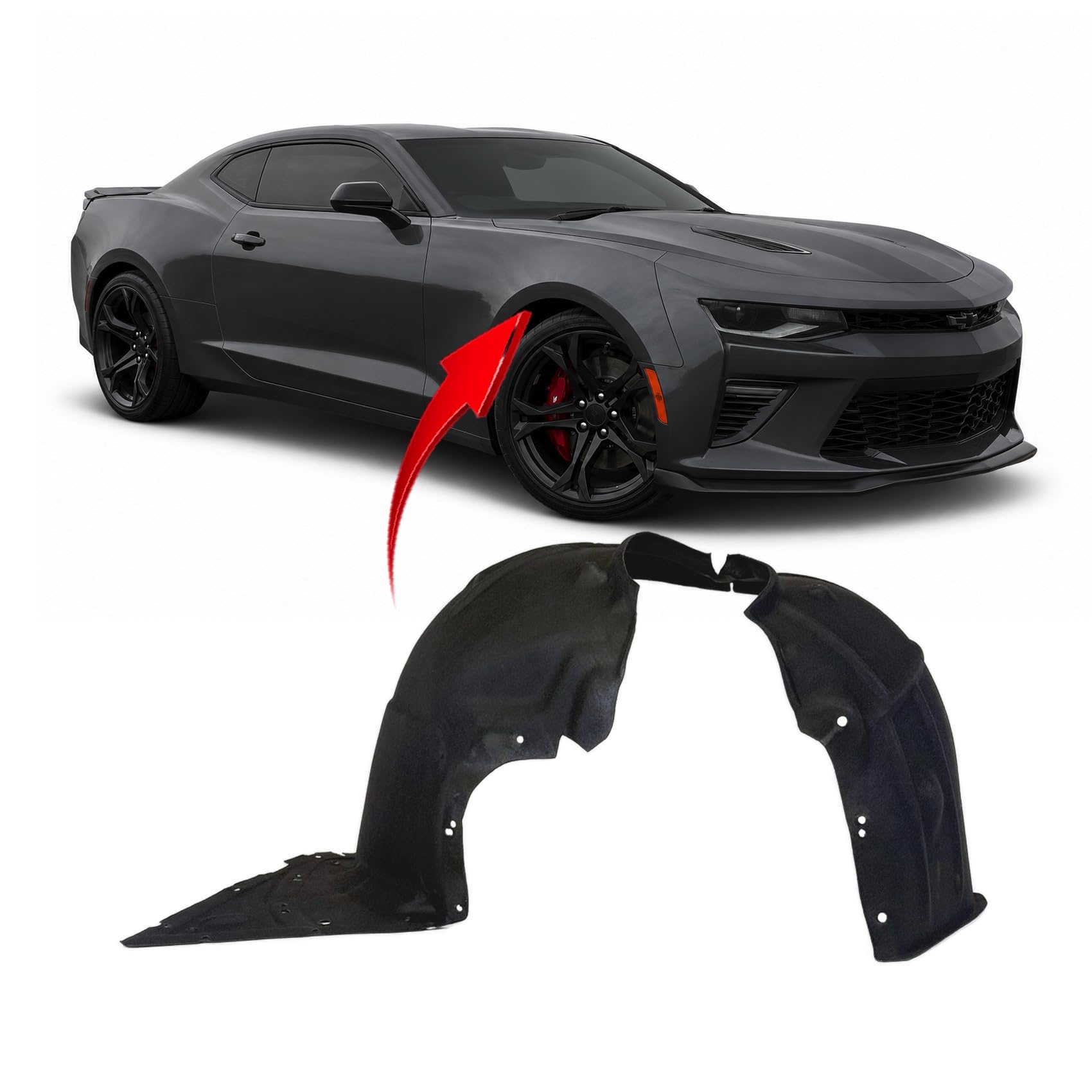 FitParts Compatible With Front Right Passenger Side Fender Liner Chevrolet Camaro 2016-2022 Coupe. New, Plastic & Ready to Install. GM1249295 84169275