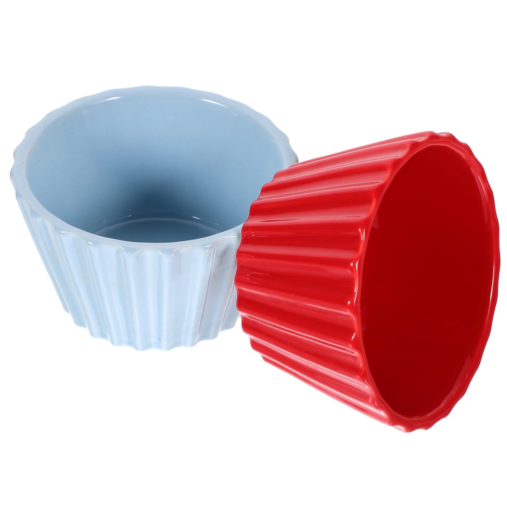 Ciieeo 2pcs Ceramic Dessert Baking Bowl Ramekin Pudding Bowls for Mousse and More for Home and Restaurant Use Smooth Edges Design