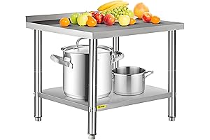 VEVOR Large Kitchen Table - 36 x 24 x 35 Inch Stainless Steel Prep Table
