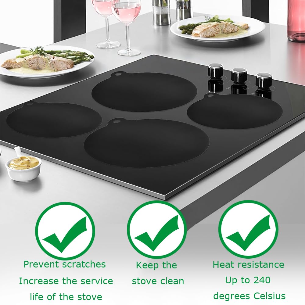 4 Tappetini Protezione Piano Induzione - Silicone, Antiscivolo, 22cm E 24cm, Effetto Termocromico - Foto 3