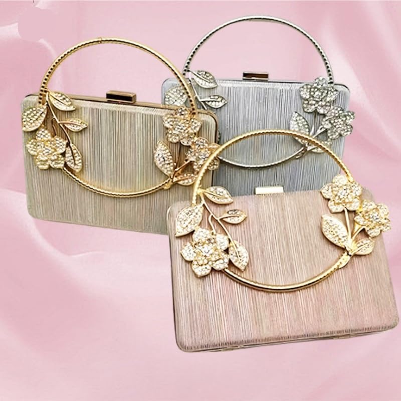 Wedding Prom Banquet Bag Metal Flower Women's Dress Hand-held Chain Bar Crossbody Bags Formal Events Banquets image 3