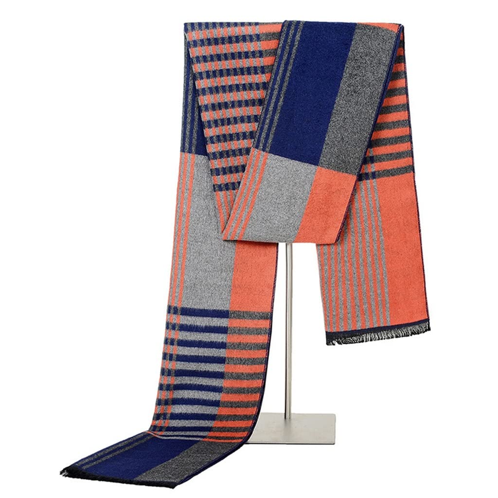 Kaschmir-Schal für Herren, Winter, Freizeit, Business, Karierte Krawatten und Lange Schals, Geschenk für Männer (Farbe: B, Größe: Einheitsgröße)