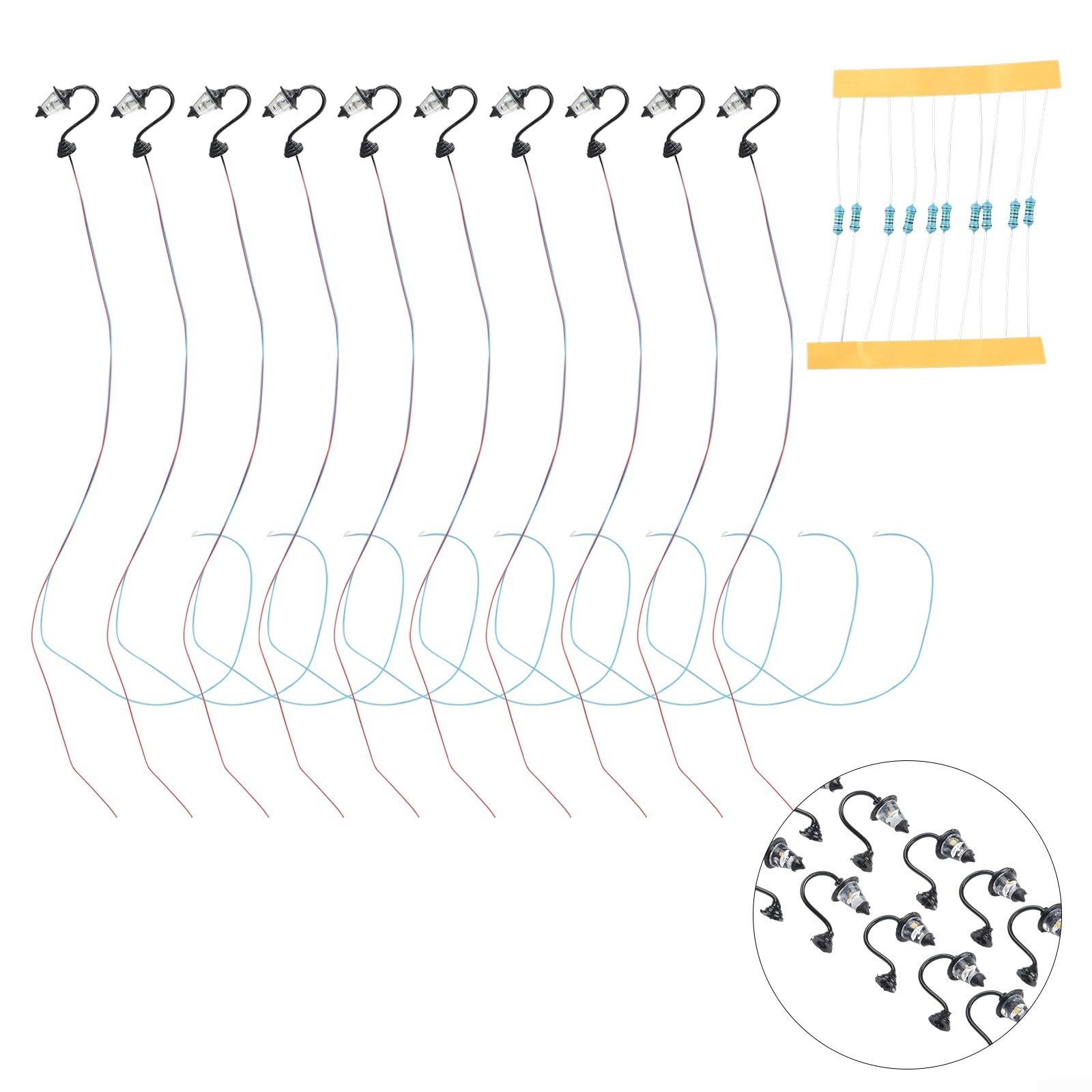 White LED Wall Lamp 10PCS HO Scale LED Street Lamps Wall Mounted 1-Light Model Train Railway Building Accessories 3V