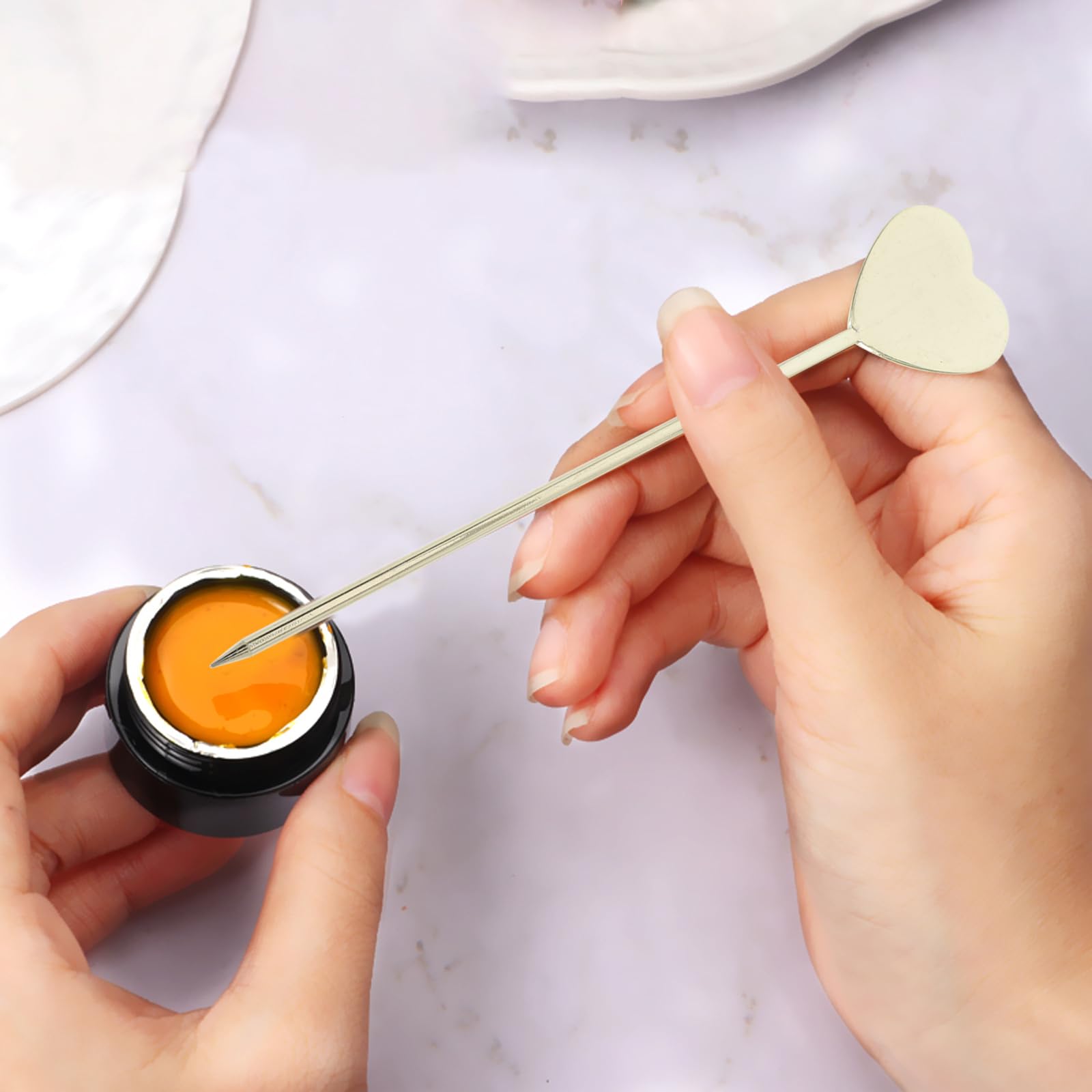 FOMIYES 2pcs for Stirring Glue Diy Tools Rod Pen Resin Rods Alloy Liquid Mixing Women Stick Art Star Style Uv Dotting Pointy Polish Sticks Supplies Needle