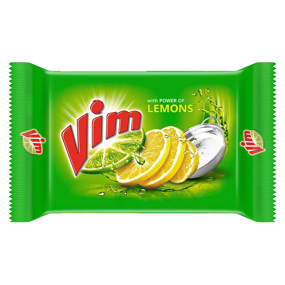 Vim Fresh Lemon Dishwash Bar 200 g Pack of 3) Tough Stain
