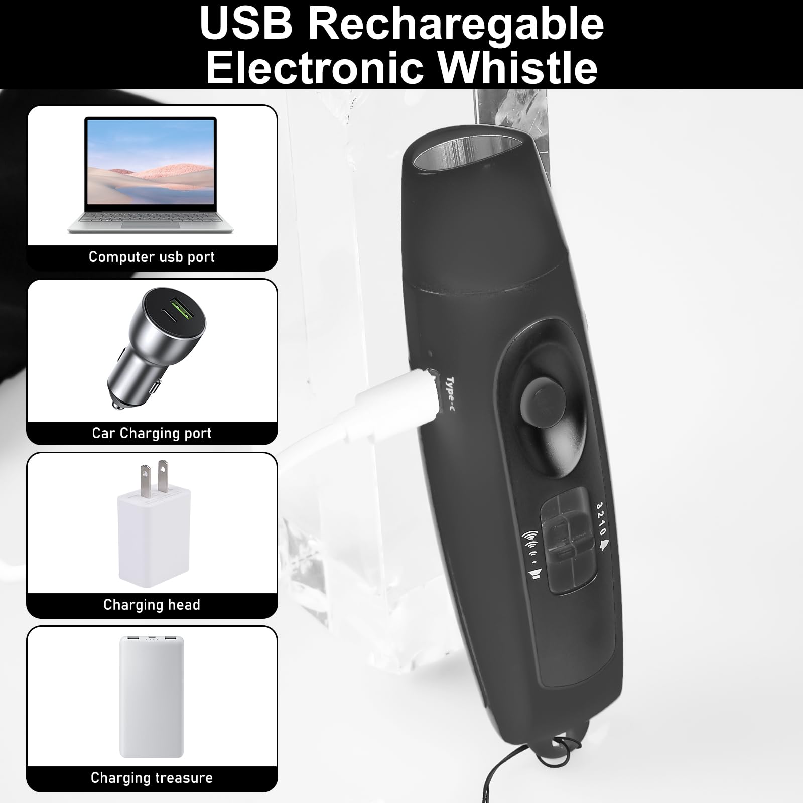 Silbato electrónico de mano con 3 tonos y 2 modos de luz LED, silbato deportivo portátil de alta frecuencia para entrenador y árbitro