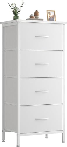 Miniatura 11 de Sweetcrispy Mesita de noche pequeña cómoda de dormitorio con 4 cajones de tela, mueble auxiliar de cabecera mesa auxiliar, mesita de noche cómoda