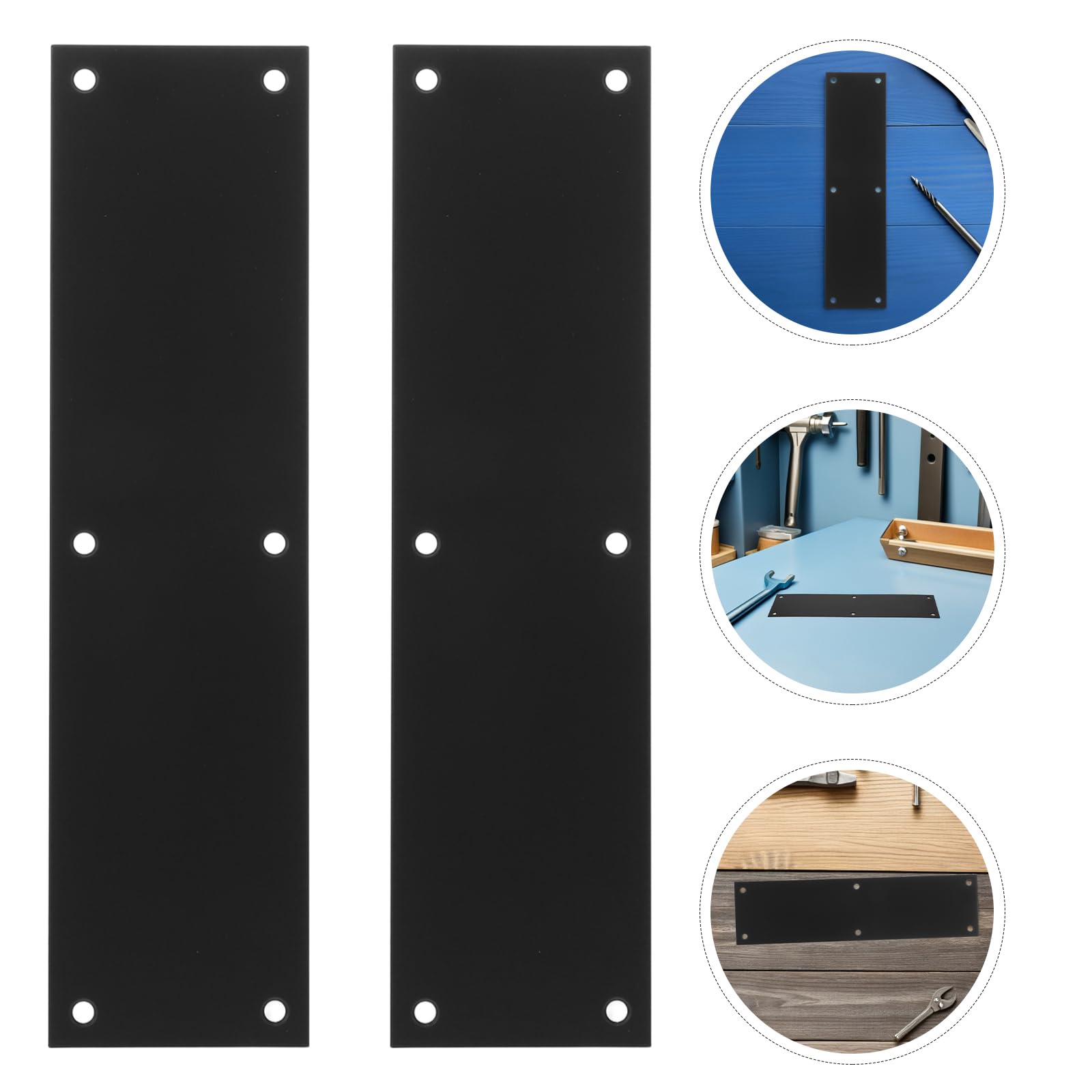 iplusmile Protector de Puerta de Acero Inoxidable 75 X 289 Mm, Placa Protectora Metálica Negra 2 Unidades, Resistente a Impactos y Arañazos, para Protección Inferior en Entradas de Hogar