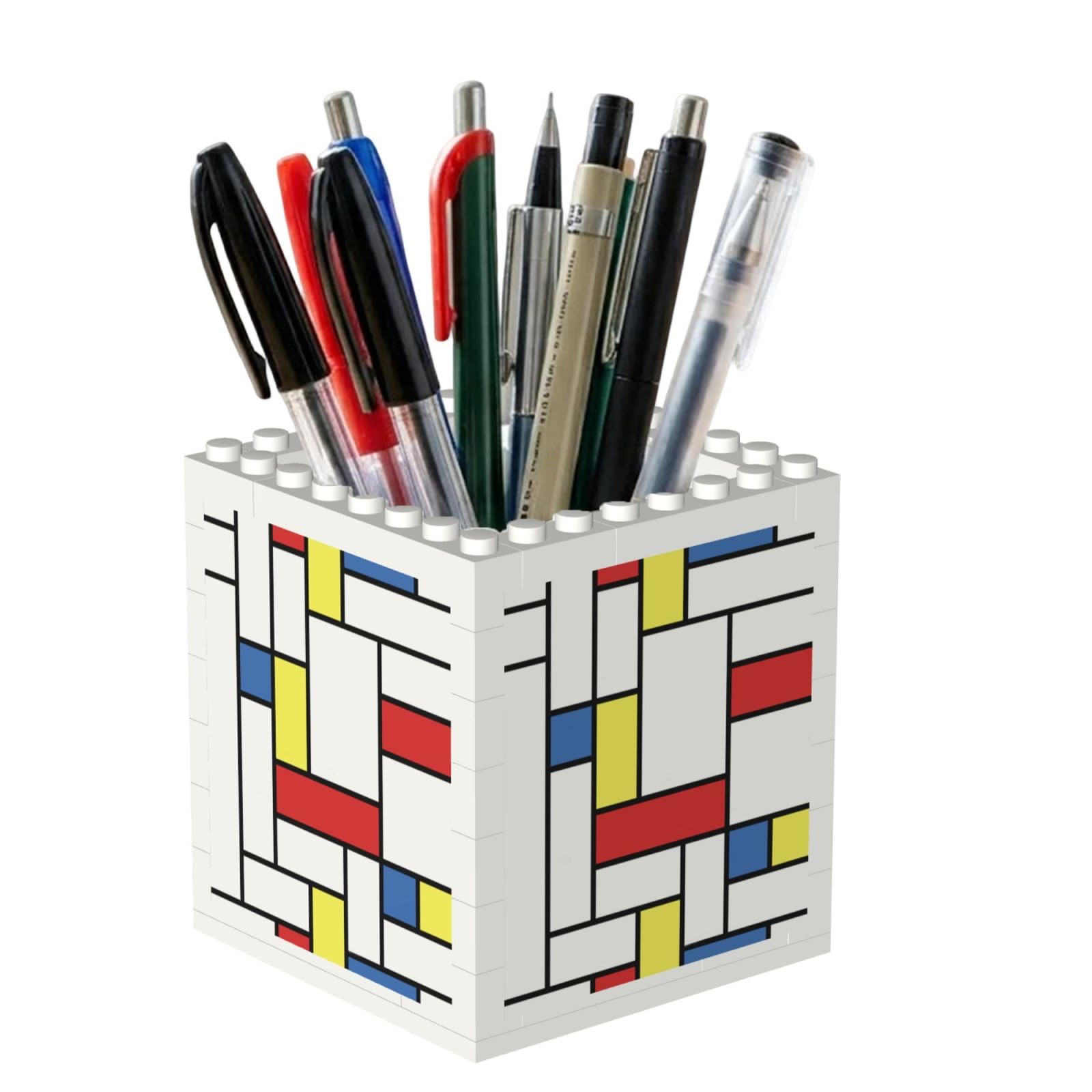Poadnly Mondrian Blocks, Pen Pot Pencil Holder for Office Home School, Compact Desk Organiser for Office Stationery