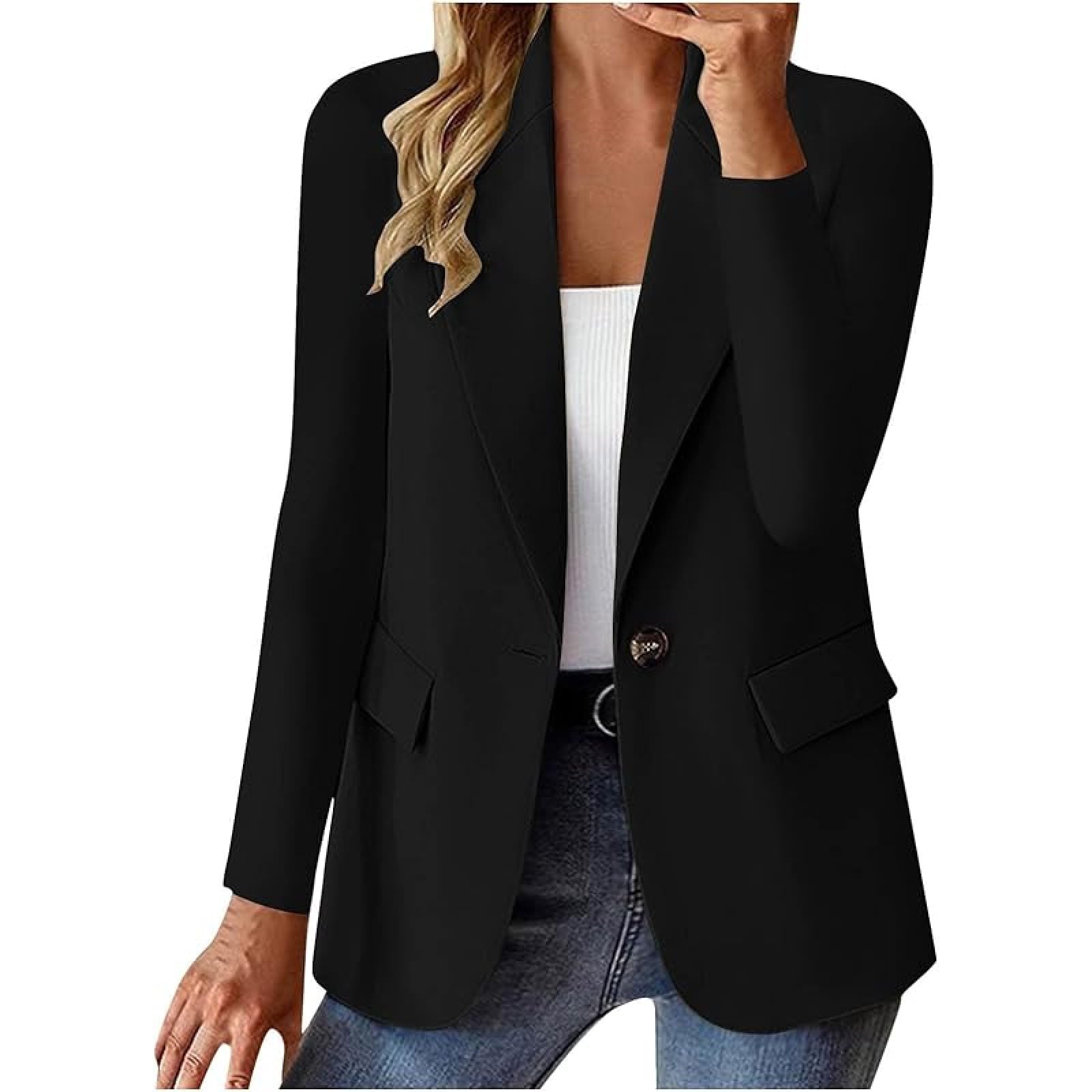 Black Blazer Women Casual Blazer for Women Lightweight Long Sleeve Business Jacket for Office Fall Winter Workwear