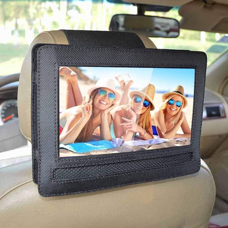 Support Lecteur DVD Portable pour Appui-tête de Voiture avec Sangles, 7"/9"/10" - Noir (10in)