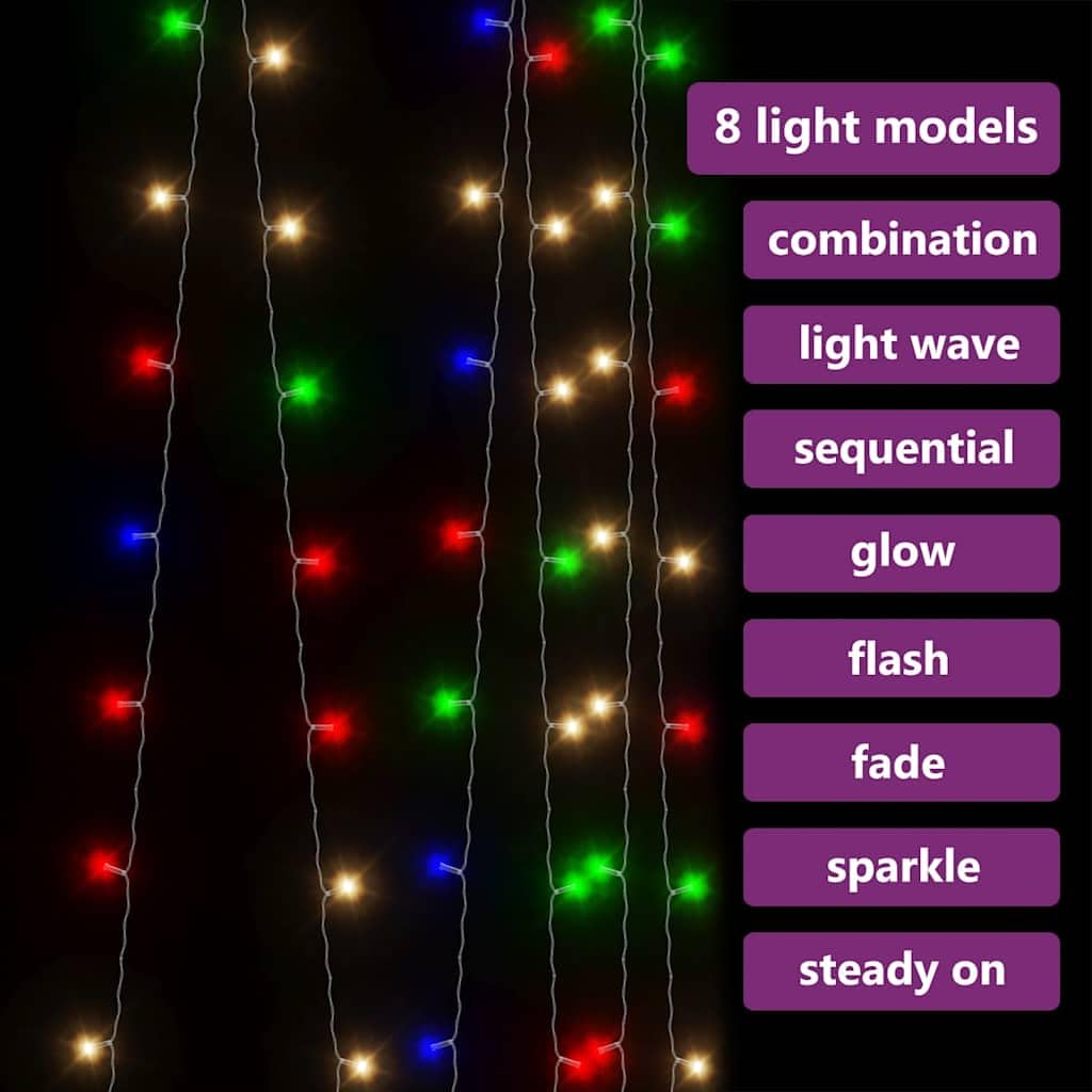 Narzędzia domowe-kurtyna LED łańcuch świetlny 3x3m 300 LED kolorowy 8 funkcji