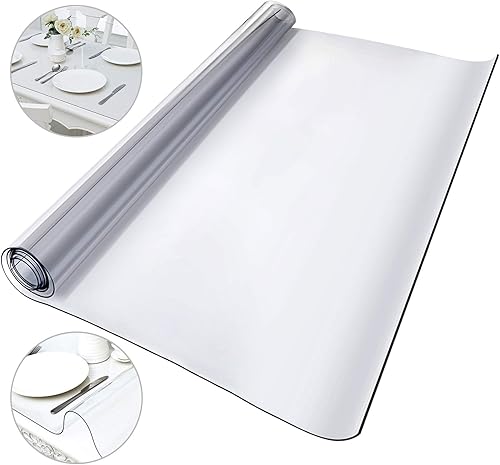Miniatura 17 de VEVOR Protector de mesa transparente de 90 x 44 pulgadas, protector de escritorio de PVC transparente de 0.059 in de grosor, mantel de plástico