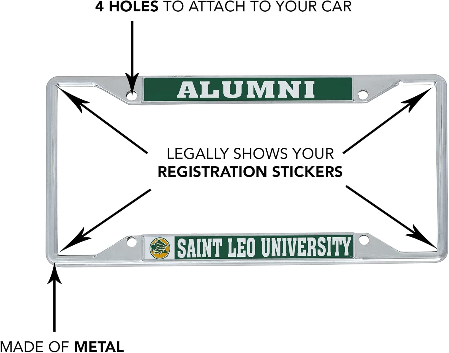 Desert Cactus Saint Leo University Car Accessories Metal License Plate Frame for Front or Rear of Car (Alumni 2 Pack)