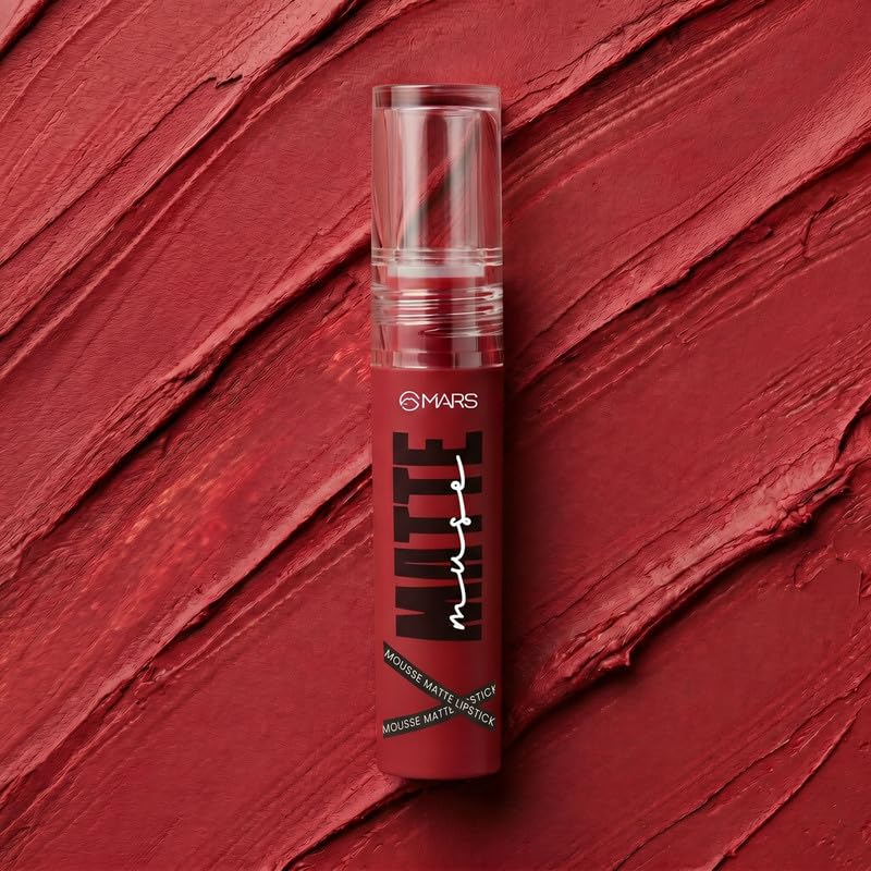 Image of MARS Matte Muse Mousse Lipstick (3ml) (08-BOSS GIRL) with Doe-Foot Applicator | Highly Pigmented | Smooth Texture | Hydrating Formula | Blurry Lips Effect (Pack of 2)