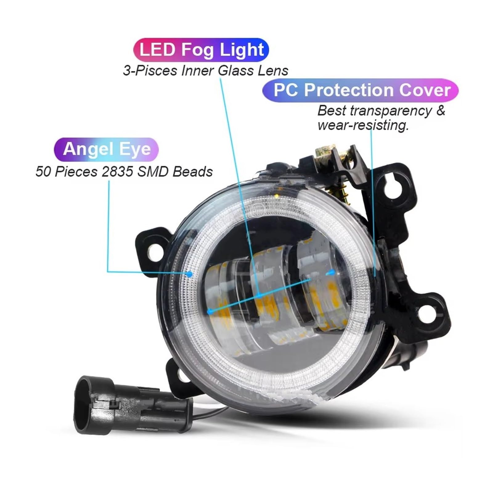 Genérico 2 Piezas Para Suzuki Para Swift Para Sport 07-20 30W 6000LM LED Antiniebla Angel Eye Diurna H11 Canbus Conjunto Lámpara Delantera DRL Faros Antiniebla