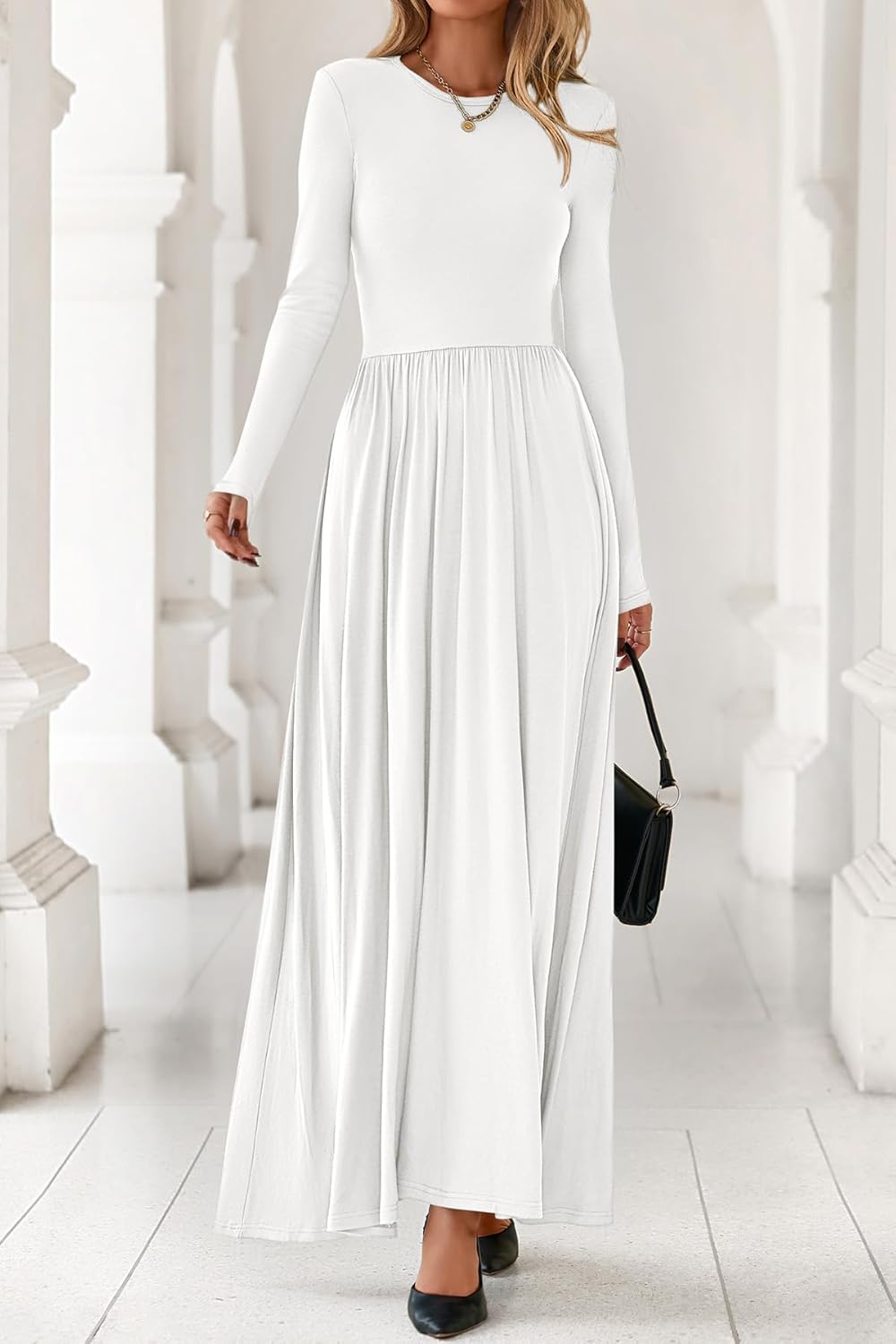 CFLONGE Fall Maxi Dress for Women 2025 Long Sleeve Knit Ribbed Cocktail Dresses Casual High Waisted Long Wedding Guest Dress - Image 3