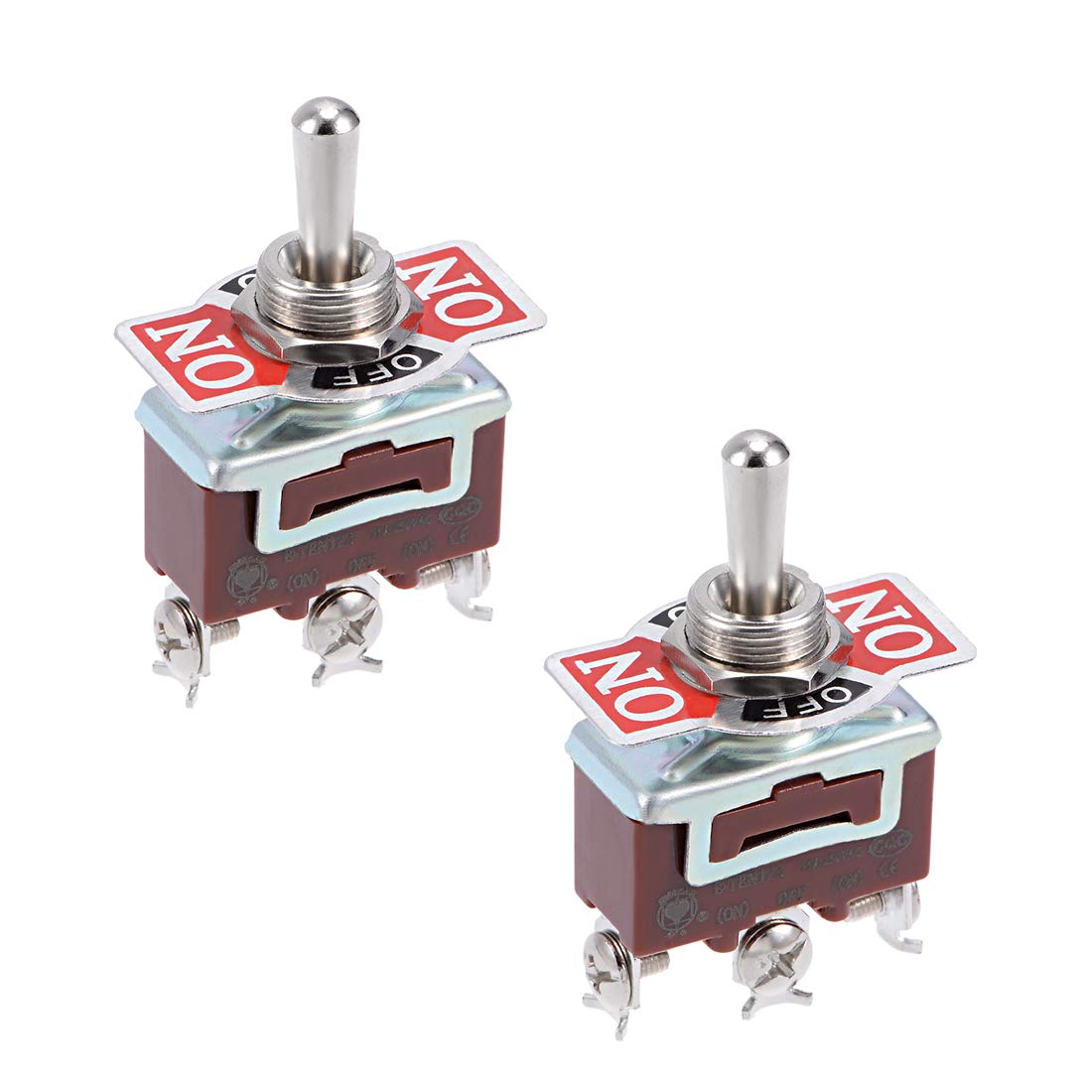 uxcell® SPDT Momentary Rocker Toggle Switch Heavy-Duty 15A 250V 3P ON/Off/ON Metal Bat 2pcs