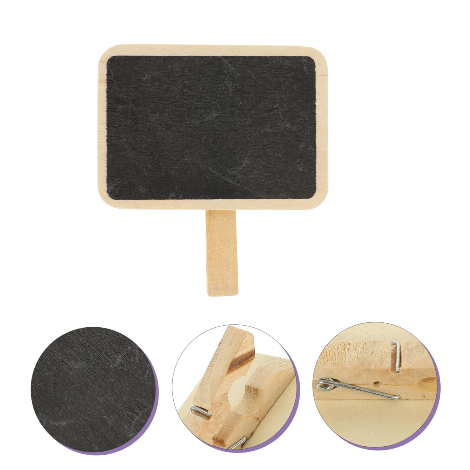 Homsfou 10 Mini Pizarras Rectangulares con Pinzas de Madera Tablero de Mensajes para Oficina Hogar