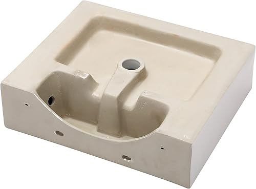 Miniatura 35 de Fregadero de baño de porcelana de cerámica rectangular de 24 x 14 pulgadas sobre mostrador, lavabo de arte blanco y negro Blanco