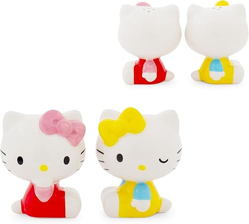 Sanrio Hello Kitty and Mimmy - Juego de salero y pimentero de cerámica