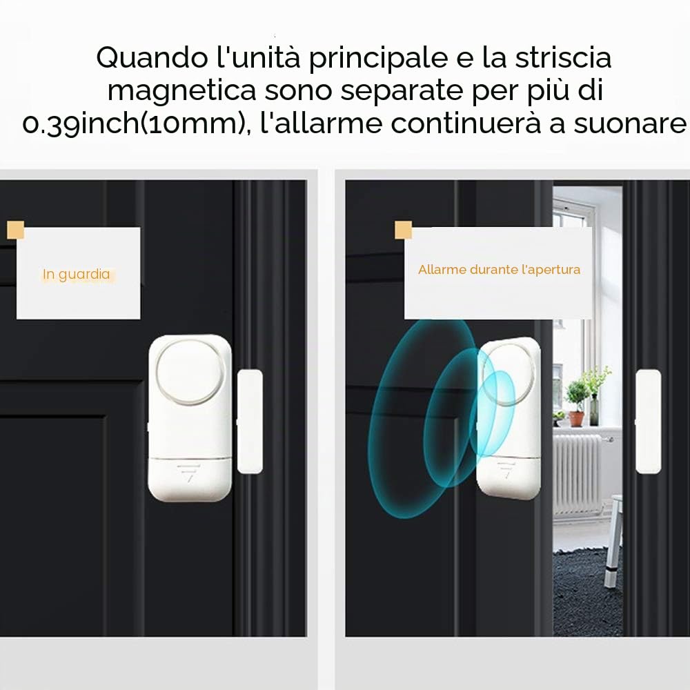 Shackcom 4pcs Allarme per Porte e Finestre 120dB Wireless Magnetico Allarme Antifurto Sistema Sensori di Sicurezza Domestica con Batteria per i Negozi di Home Office