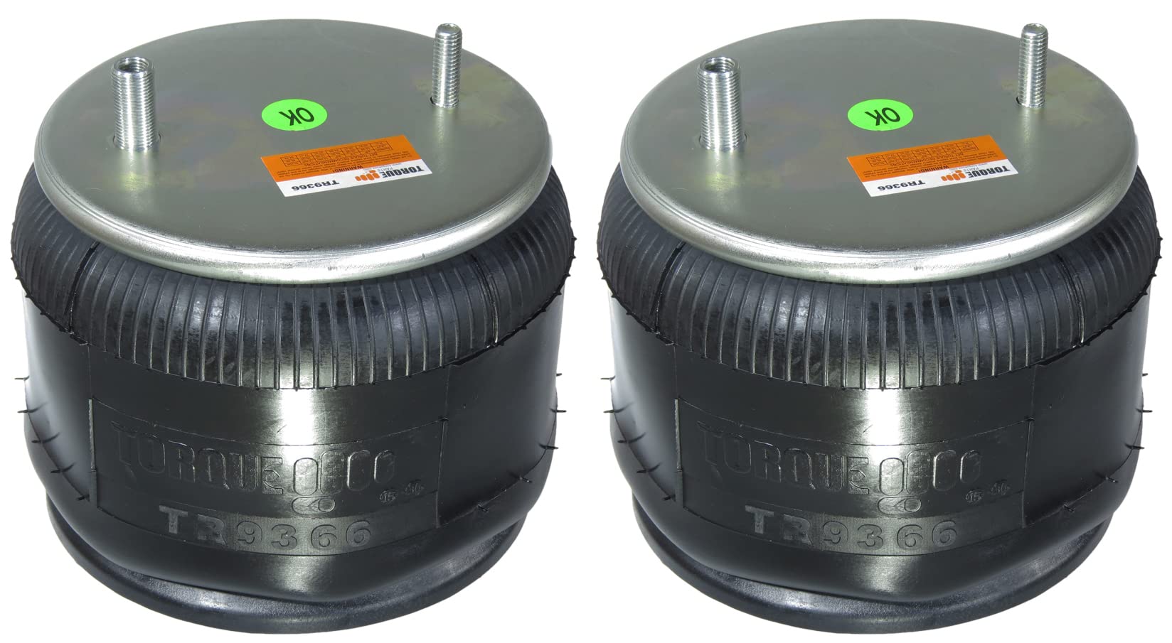 2 pack of TORQUE Trailer Air Spring Bag (Replaces Firestone 9366, W01-358-9366, W&C AS-0054, Holland 905-57-160) (2 x TR9366)
