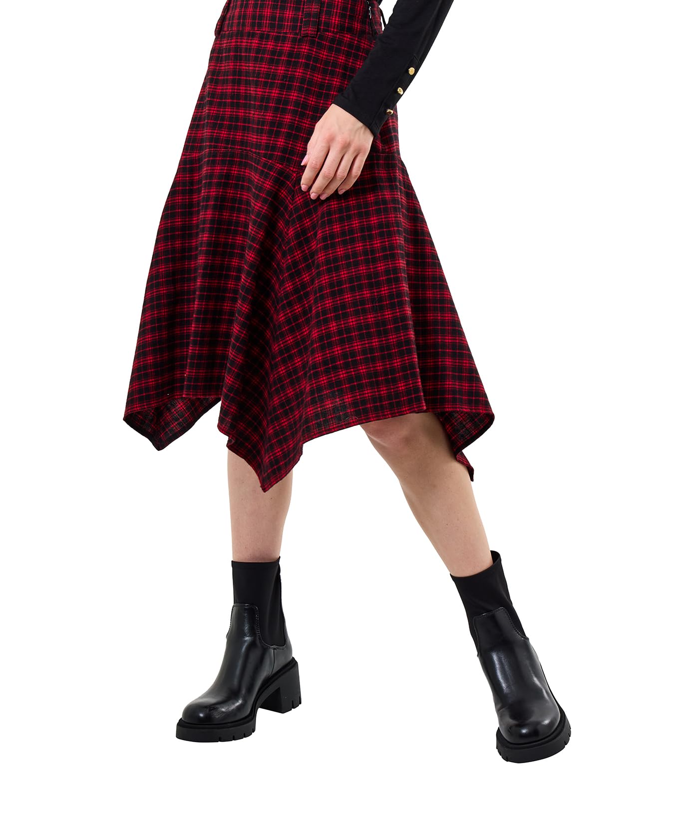 Joe Browns Women's Red Check Knee Length Skirt, Regular, Red, UK 16