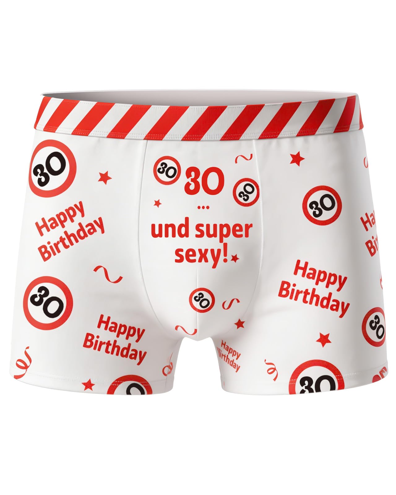 WenmthG Geburtstag Geschenke für Männer - Geburtstag Boxershorts rot-weißes Design mit Verkehrsschildern und Lustige Sprüche - Witzige Geschenke für Mann