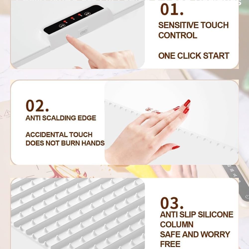 Electric Warming Tray with Adjustable Temperature,Portable Electric Warming Tray Silicone, 2024 New Upgrade Electric Heating Tray, Foldable Food Warmer Fast Heating,For House Parties