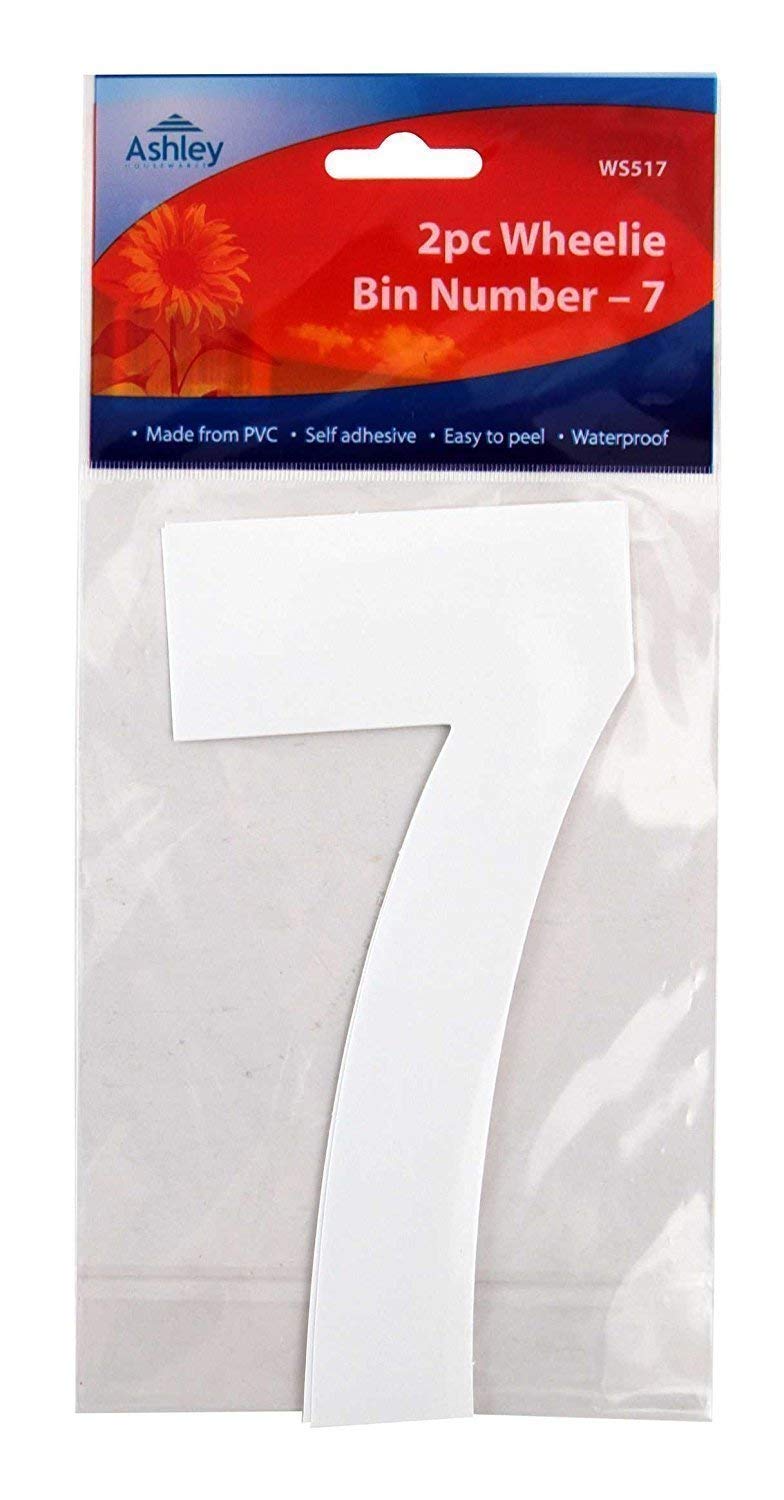 Buy White Self Adhesive Wheelie Bin Numbers 17cm 2/Pk 7 (WS517