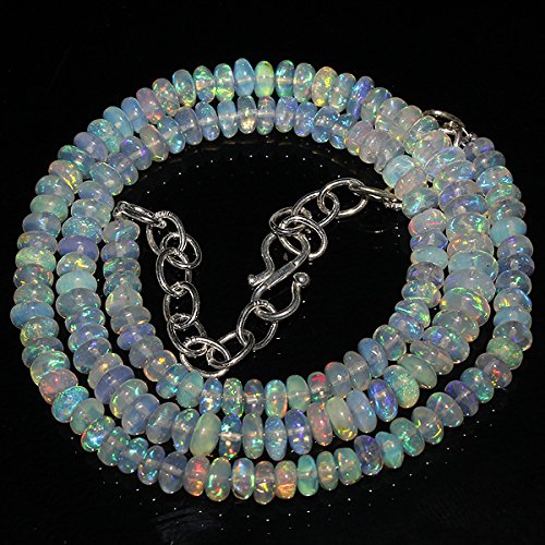 Collier opale de feu Éthiopie perles rondelles 5-6mm | Bijou pierre naturelle 17"
