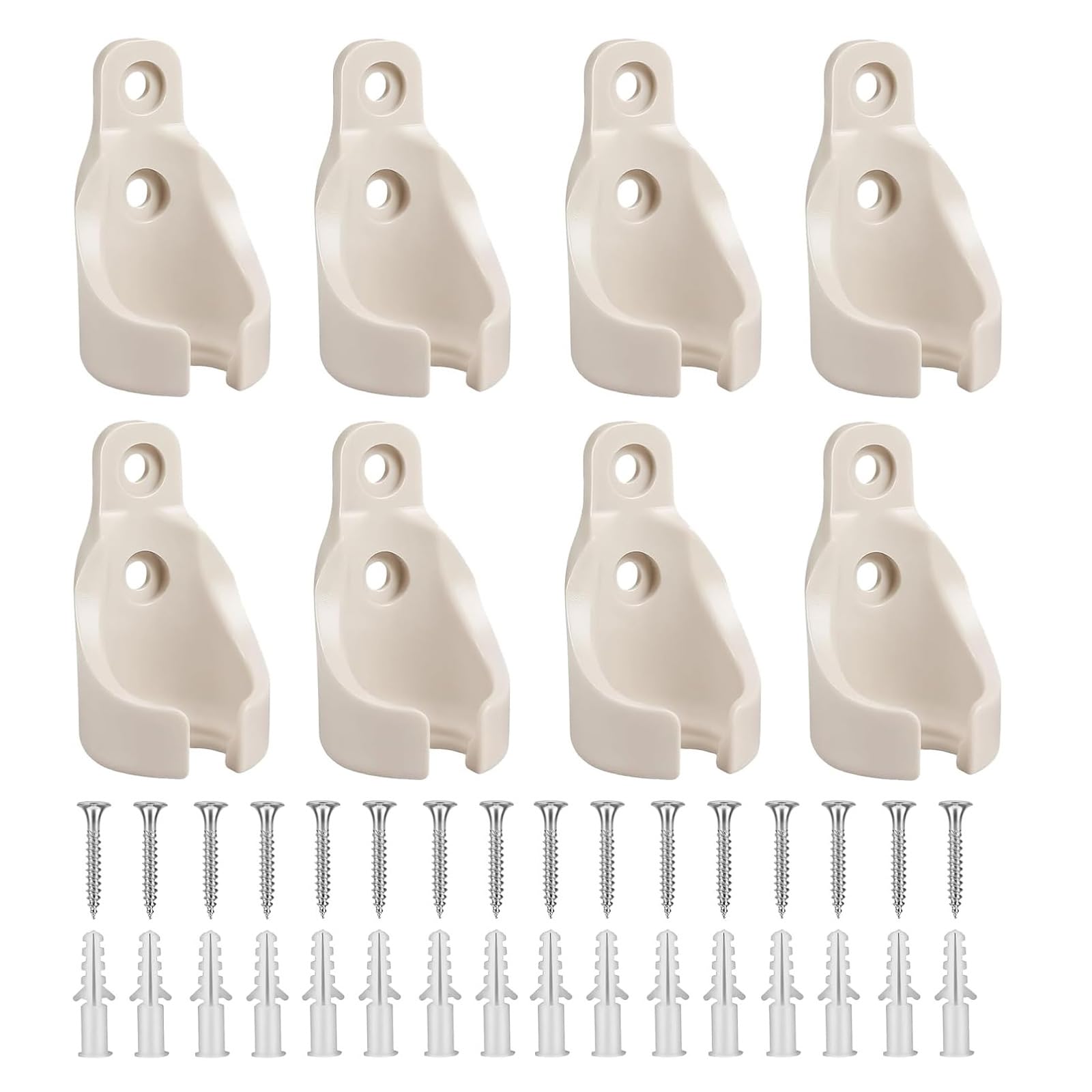 Tsophreniq White 8 Pieces Blind Clips Secure Windproof Mounting Brackets With Adjustable Bases & Screw Windproof Bungee Receiver Set