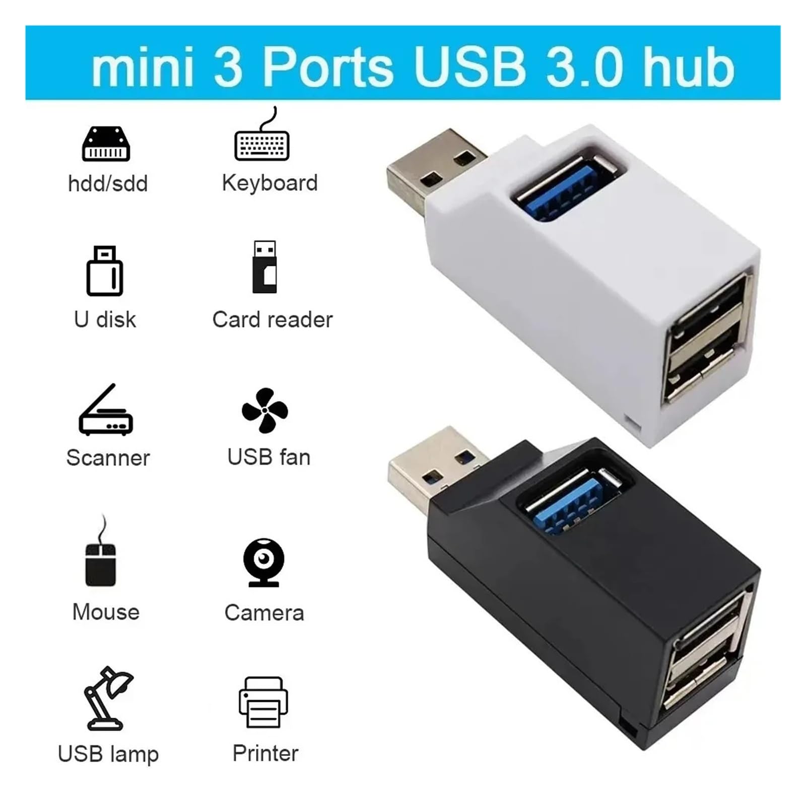 Wieloportowy rozdzielacz koncentratora USB 3.0 do laptopa PC, adapter USB 2.0/3.0 do ładowania dysku U i czytnika kart