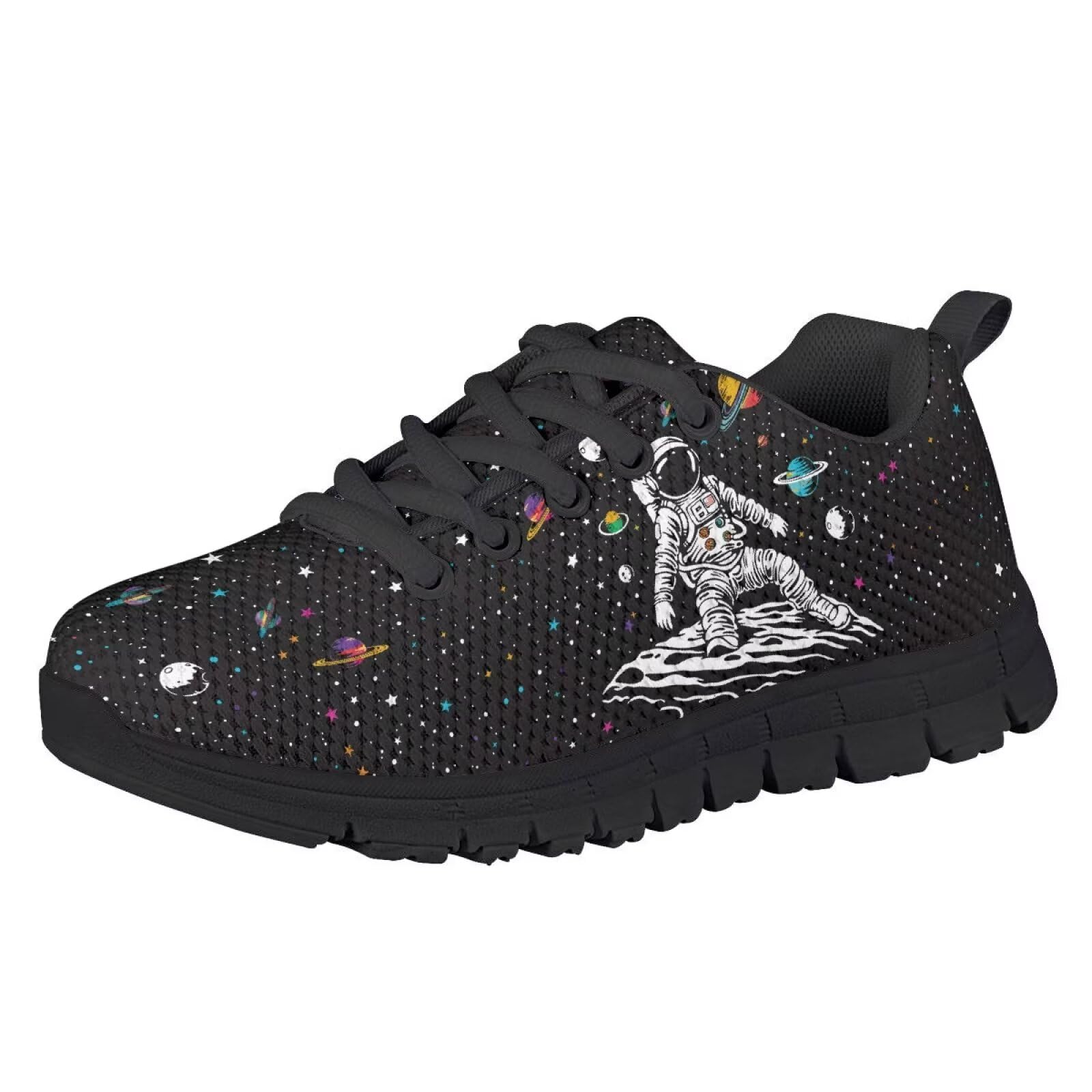 Doojoayie Fashion Astronaut Boys Sneakers Size 11.5 Comfy Little Kids Running Shoes Simple Lace Up Workout Sneakers for Active Child Casual Athletic Bowling Shoes Black
