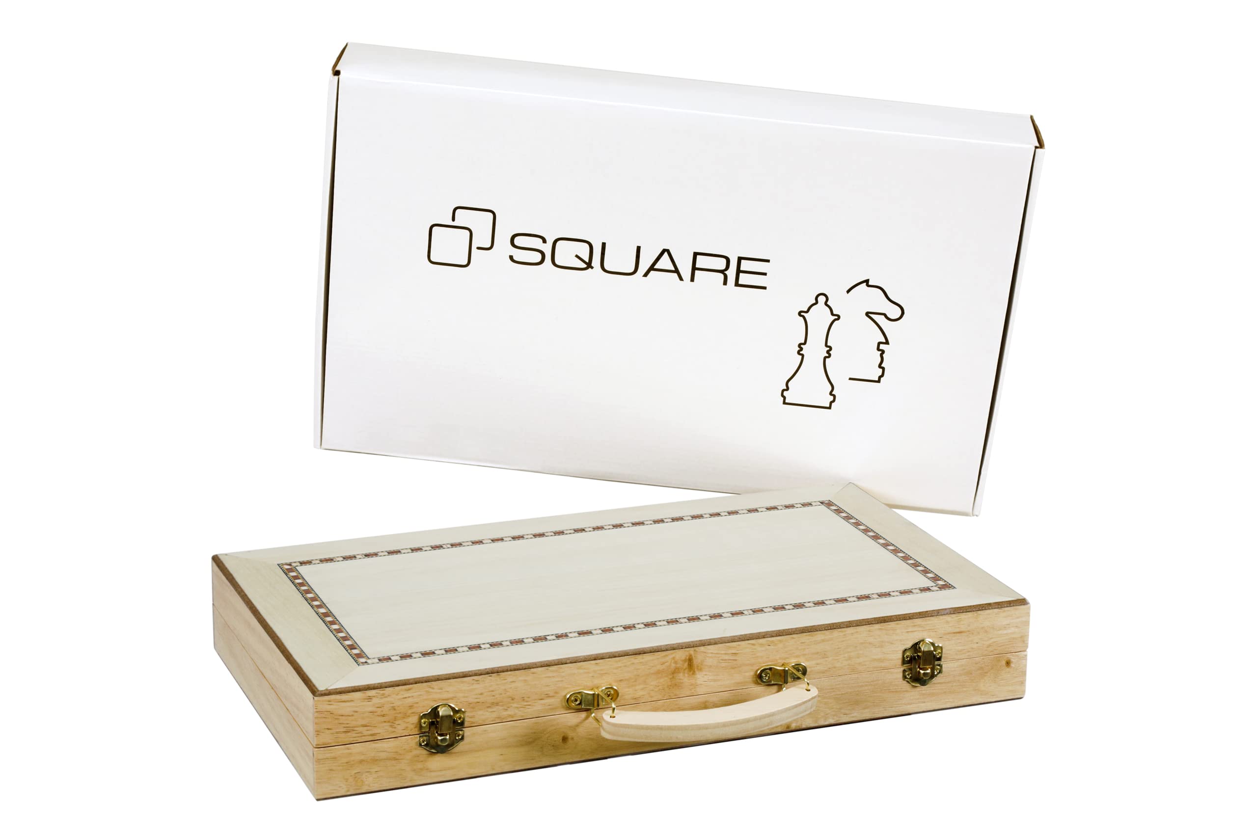 SQUARE - Backgammon z drewna 447 - Intarsja - Walizka z uchwytem