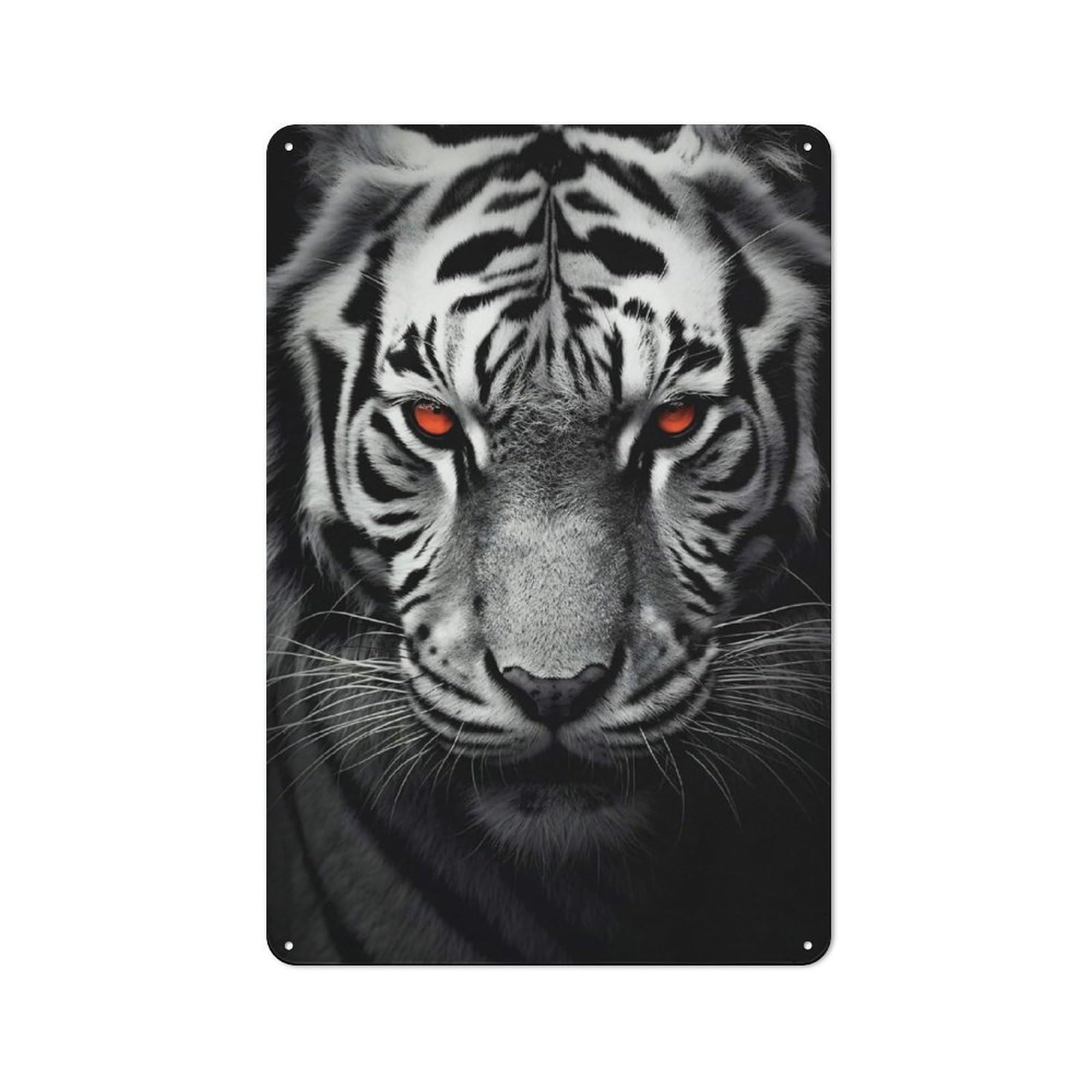 Junmoney Tiger Metal Wall Sign 30X20cm Featuring For Garage Or Workshop, For Garage, Workshop And Man Cave Decoration