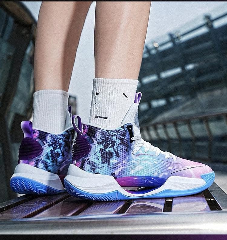 Scarpe da Basket Alte da Uomo, Antiscivolo, Stivali Sportivi da Allenamento con Impugnatura a Rimbalzo Imbottiti e Resistenti all'Usura