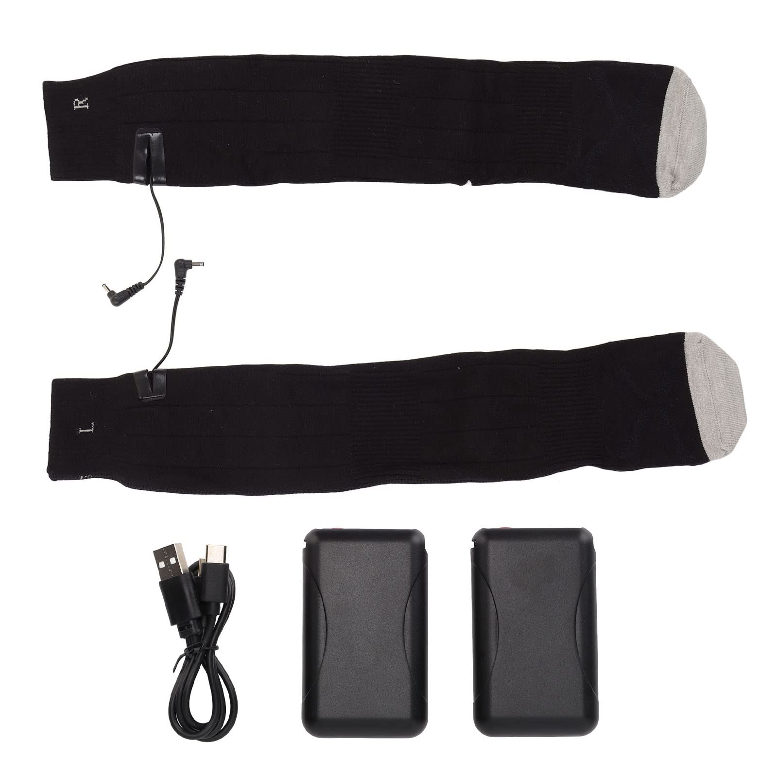 TANM Calcetines Calefactables, 3 Modos Calcetines Calefactables Alimentados por Batería Calentamiento Rápido Recargable con Indicador para Mujeres y Hombres para el Invierno