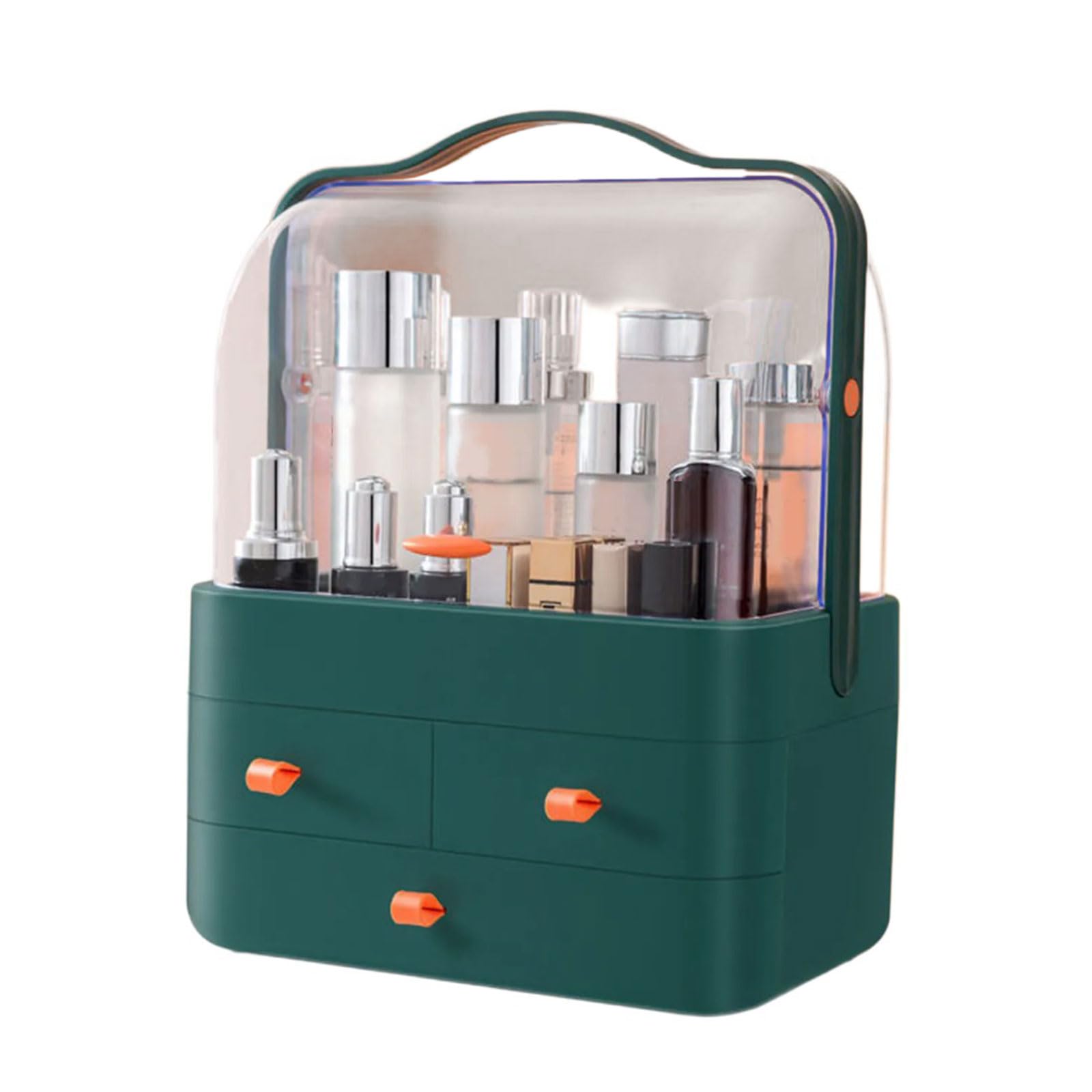 Buxuaaaa Sturdy PVC Cosmetic Storage Box with Clear Drawers Portable Accesory for Quick Access and Durability Home Organization Desktop Tidying Solution