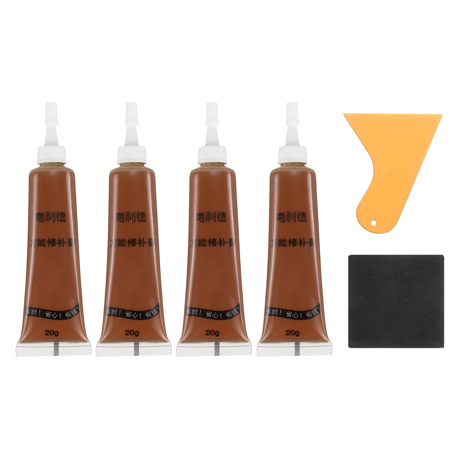 sourcing map Wood Repair Kit, 4 Pcs Touch Up Filler Wood with Scraper Sandpaper for Scratches Holes Crack Tables Desks Wooden Floors Repair Cover Ups, Light Safflower