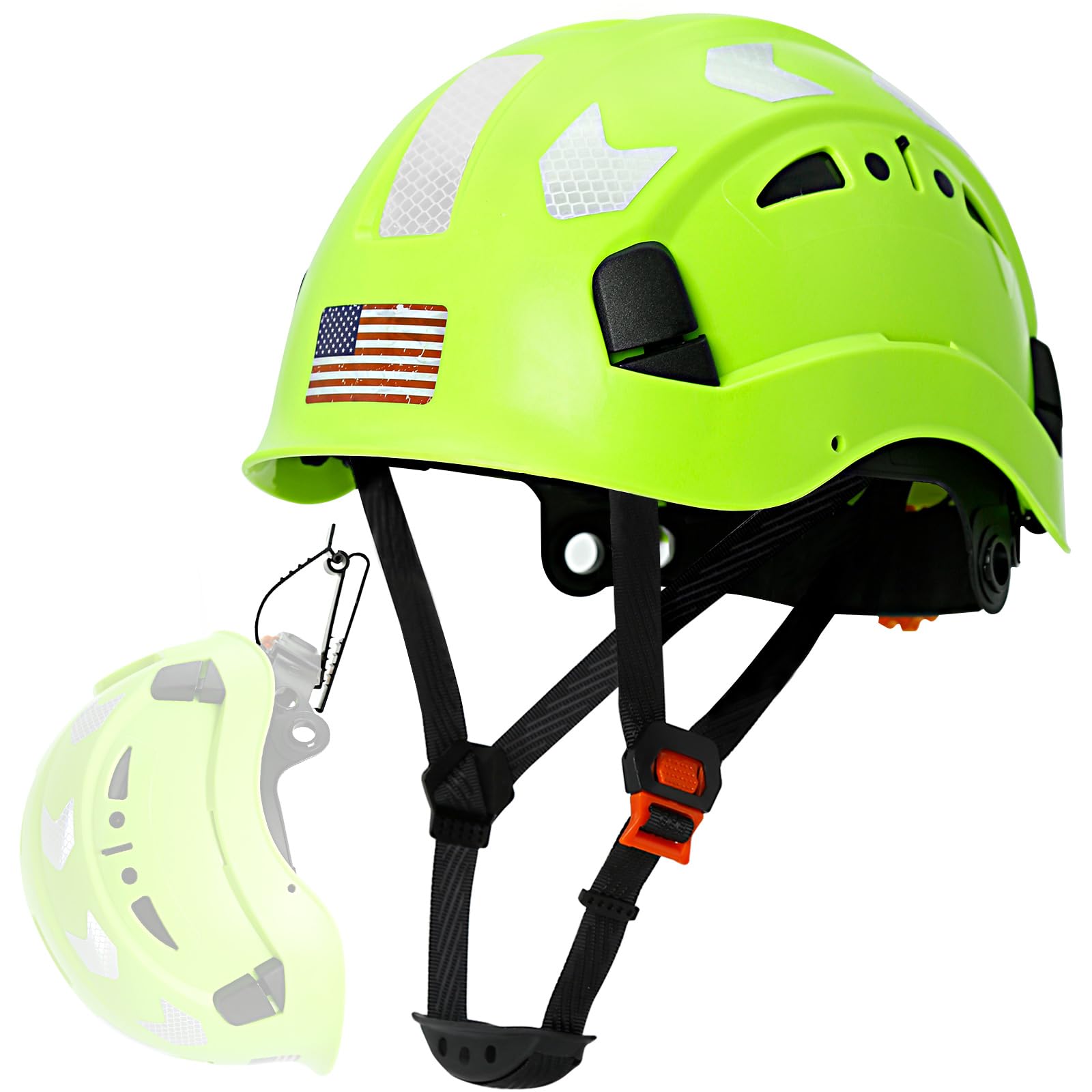 AOLAMEGS Construction Safety Hard Hat - ANSI Z89.1 Type Ι OSHA Approved Safety Helmets with Chin Straps Lightweight Reflective Vented ABS Hard Hats For Men Women Industrial Workwear 6-point Suspension